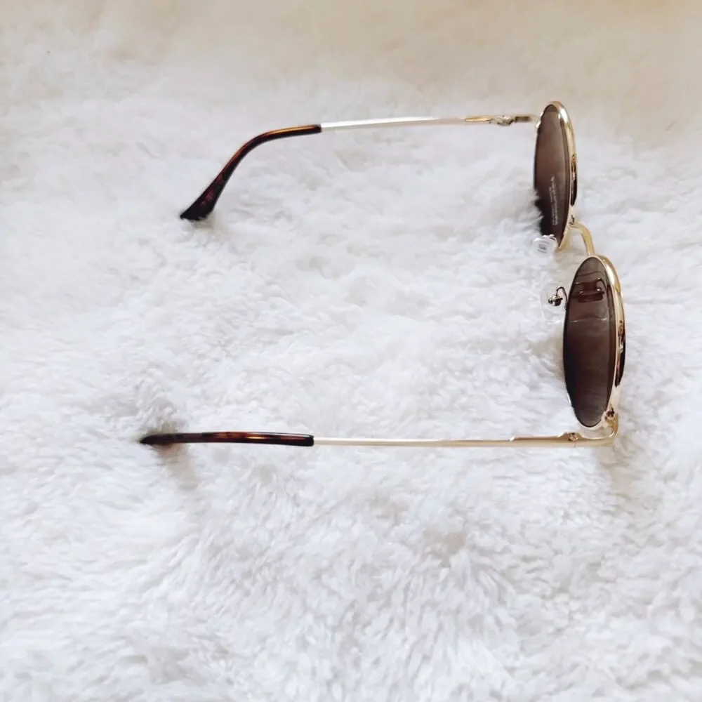 Harper Silver & Gold Rims Round Lens Sunglasses